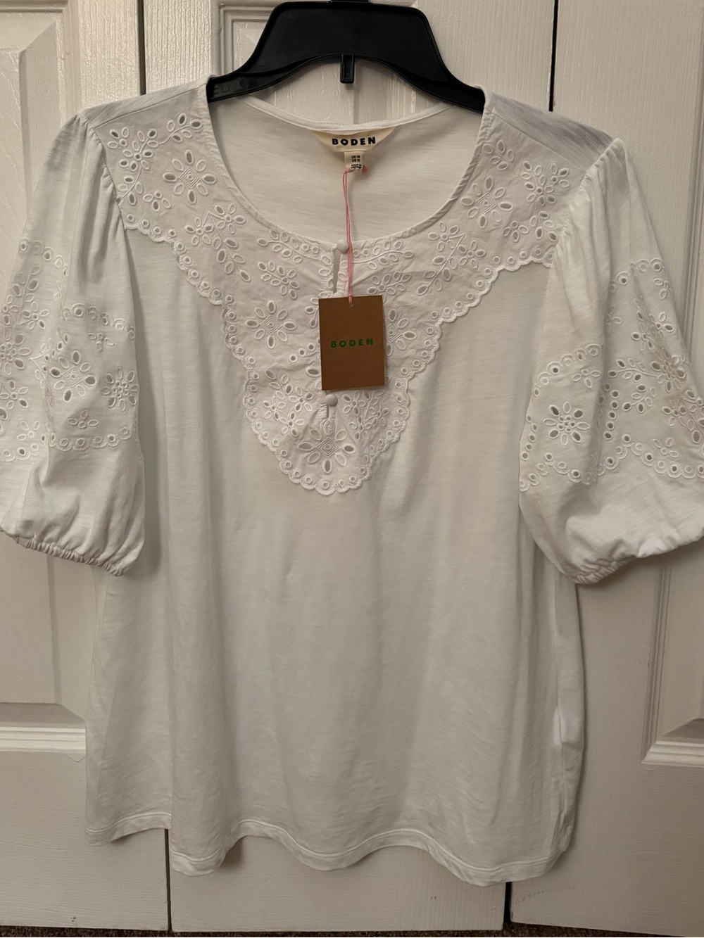 OFFERS WELCOME! Boden White Eyelet Puff Sleeve Top